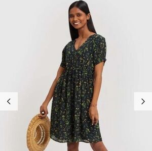 Reistor Emerald Fields Tie Waist Dress Navy Bemberg Medium